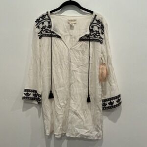 Denim & Supply Ralph Lauren Embroidered Tassel Tunic Top White XS